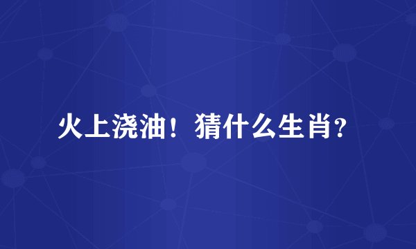 火上浇油!猜什么生肖?