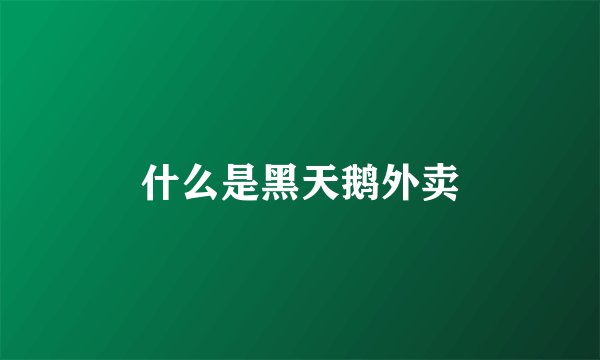 什么是黑天鹅外卖