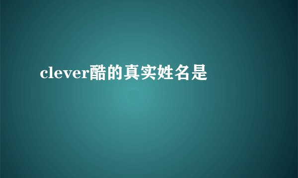 clever酷的真实姓名是