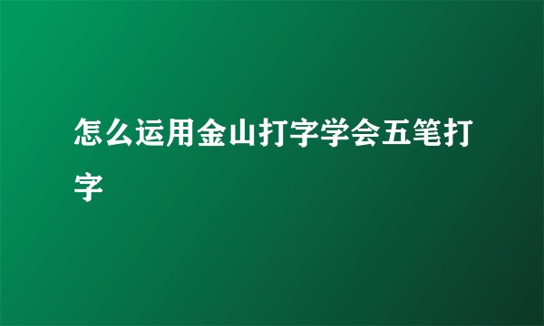 怎么运用金山打字学会五笔打字