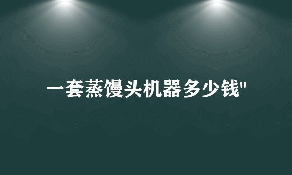 一套蒸馒头机器多少钱
