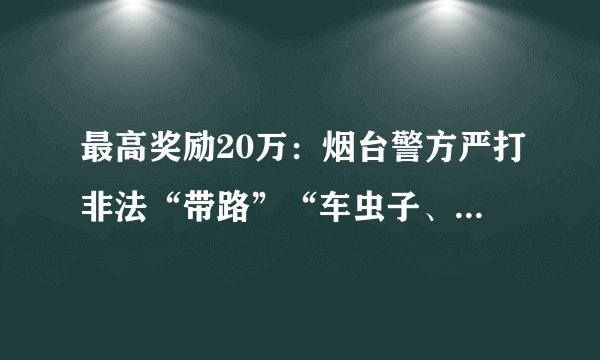 最高奖励20万：烟台警方严打非法“带路”“车虫子、证贩子”, 你怎么看？