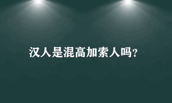 汉人是混高加索人吗?