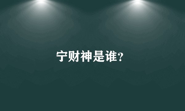 宁财神是谁？