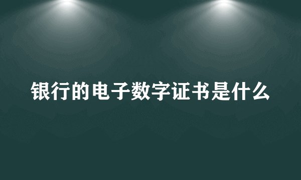 银行的电子数字证书是什么