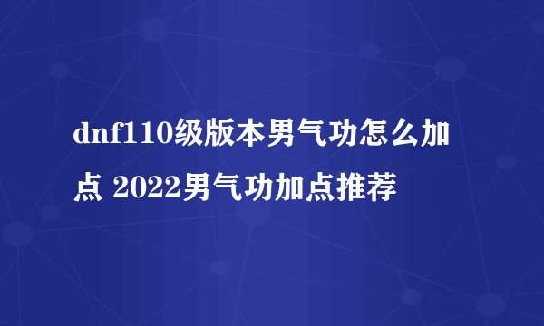 dnf110级版本男气功怎么加点 2022男气功加点推荐