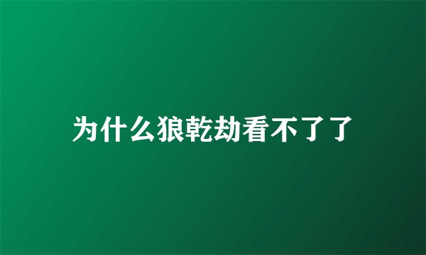 为什么狼乾劫看不了了