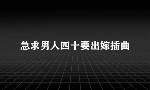 急求男人四十要出嫁插曲