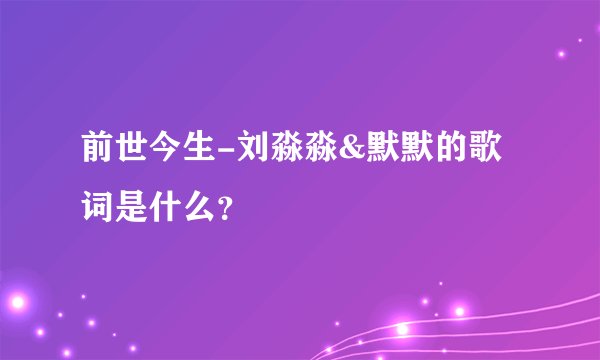 前世今生-刘淼淼&默默的歌词是什么？