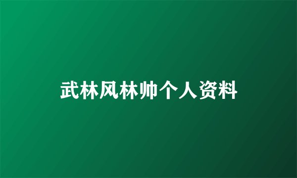 武林风林帅个人资料