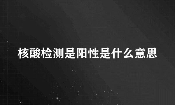 核酸检测是阳性是什么意思