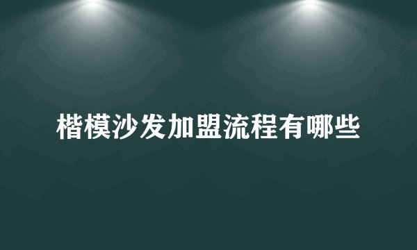 楷模沙发加盟流程有哪些