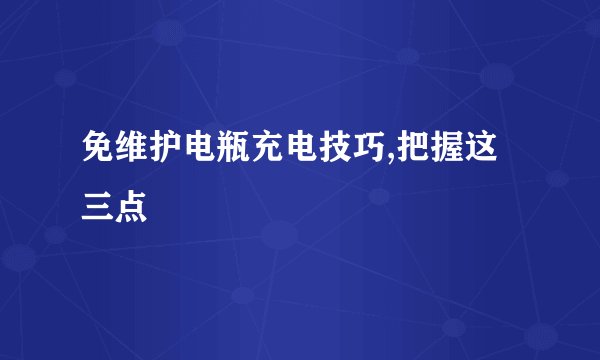 免维护电瓶充电技巧,把握这三点