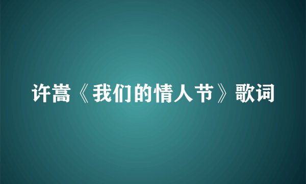 许嵩《我们的情人节》歌词
