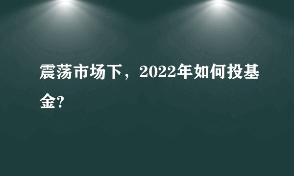震荡市场下，2022年如何投基金？