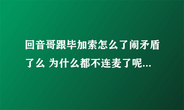 回音哥跟毕加索怎么了闹矛盾了么 为什么都不连麦了呢 问接待什么的也都不说