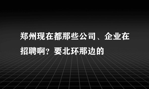 郑州现在都那些公司、企业在招聘啊？要北环那边的