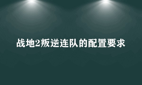战地2叛逆连队的配置要求