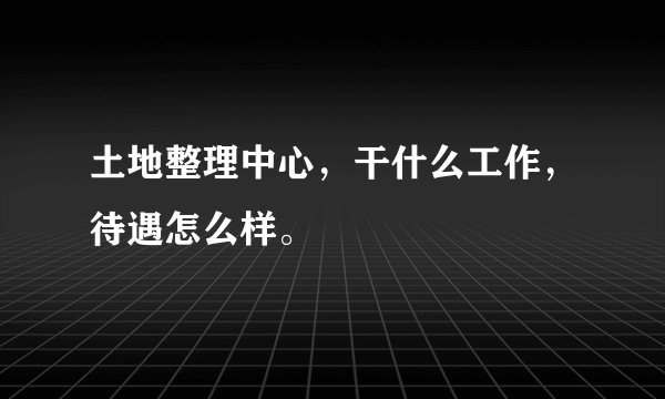 土地整理中心，干什么工作，待遇怎么样。