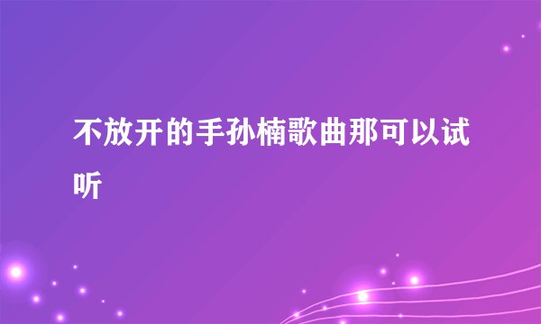 不放开的手孙楠歌曲那可以试听
