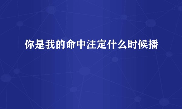 你是我的命中注定什么时候播