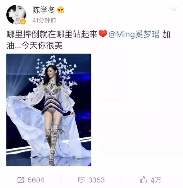 你怎么看待2017维密秀现场奚梦瑶踩到翅膀摔倒在舞台 ?