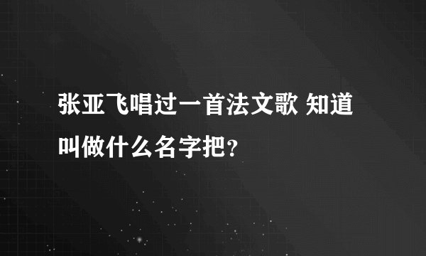 张亚飞唱过一首法文歌 知道叫做什么名字把？