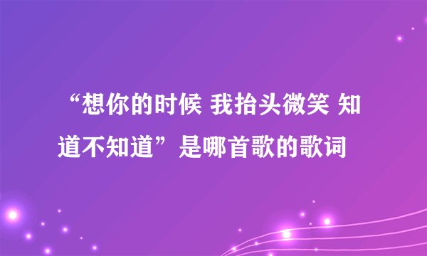 “想你的时候 我抬头微笑 知道不知道”是哪首歌的歌词