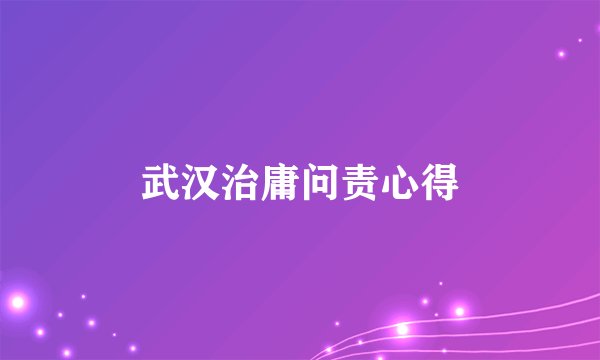 武汉治庸问责心得