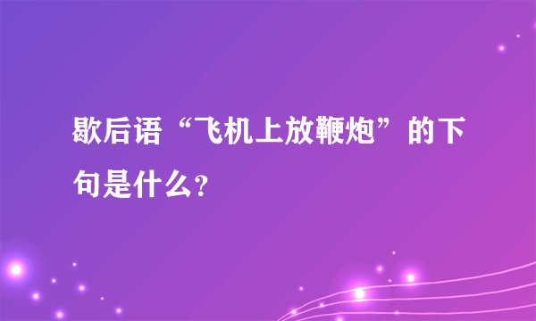 歇后语“飞机上放鞭炮”的下句是什么？