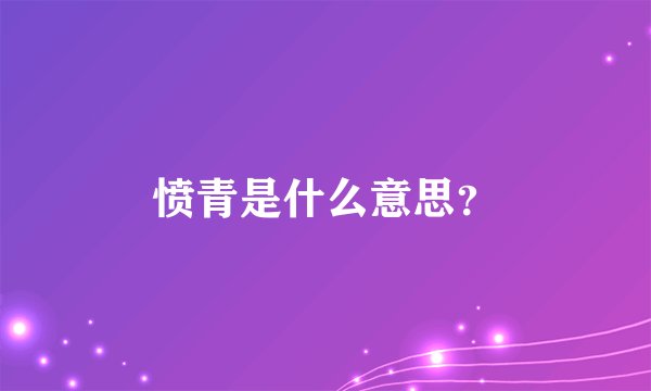 愤青是什么意思？