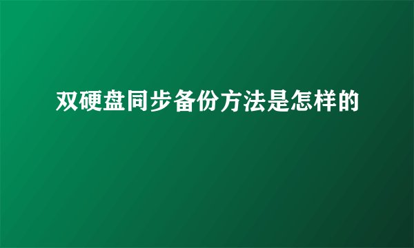 双硬盘同步备份方法是怎样的