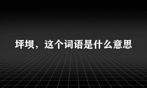 坪坝，这个词语是什么意思