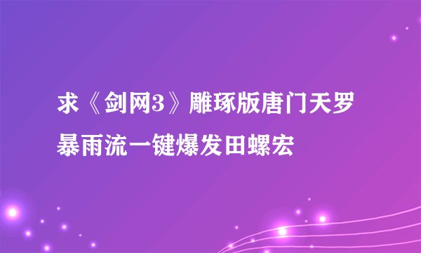 求《剑网3》雕琢版唐门天罗 暴雨流一键爆发田螺宏