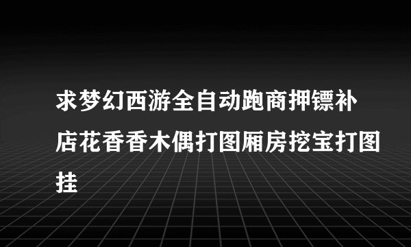 求梦幻西游全自动跑商押镖补店花香香木偶打图厢房挖宝打图挂