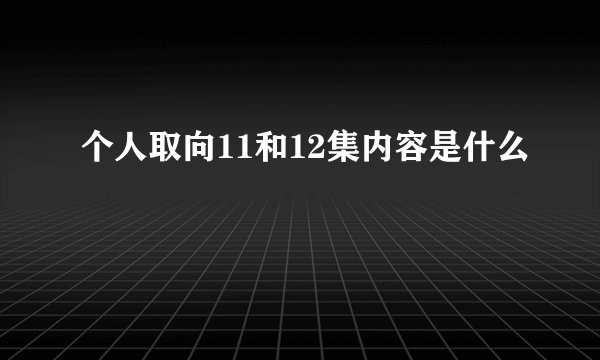个人取向11和12集内容是什么
