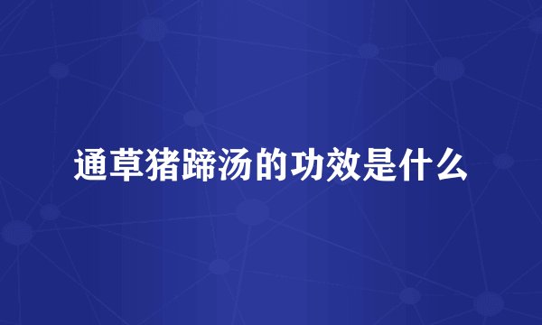 通草猪蹄汤的功效是什么