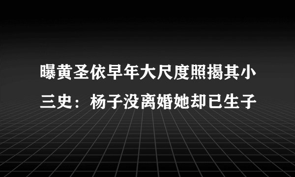 曝黄圣依早年大尺度照揭其小三史:杨子没离婚她却已生子