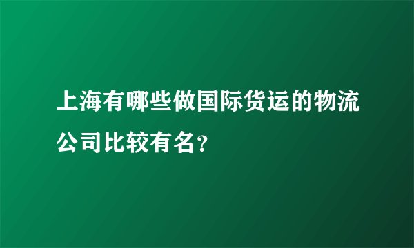 上海有哪些做国际货运的物流公司比较有名?