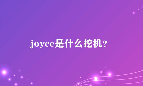 joyce是什么挖机?