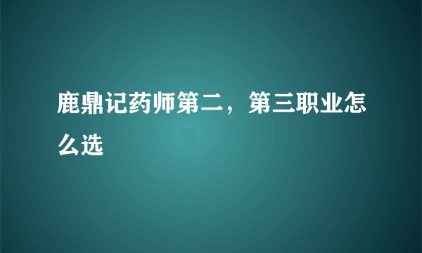 鹿鼎记药师第二,第三职业怎么选