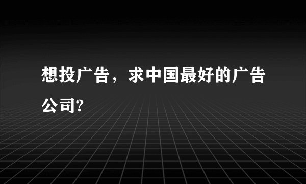 想投广告,求中国最好的广告公司?