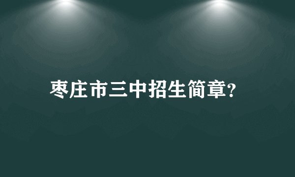 枣庄市三中招生简章？