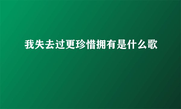 我失去过更珍惜拥有是什么歌