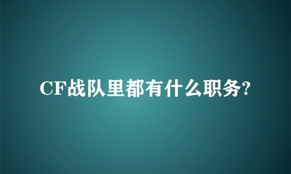 CF战队里都有什么职务?