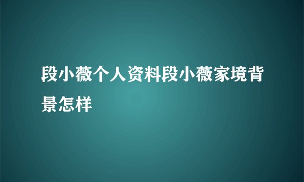 段小薇个人资料段小薇家境背景怎样
