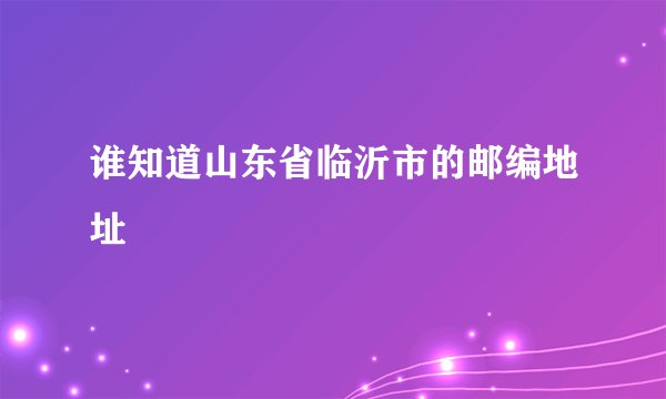 谁知道山东省临沂市的邮编地址