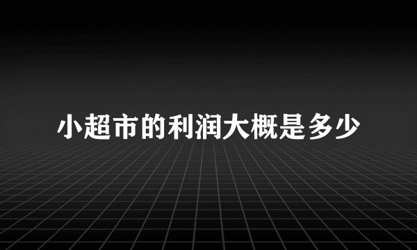小超市的利润大概是多少