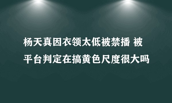 杨天真因衣领太低被禁播 被平台判定在搞黄色尺度很大吗
