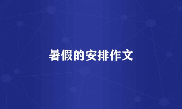 暑假的安排作文